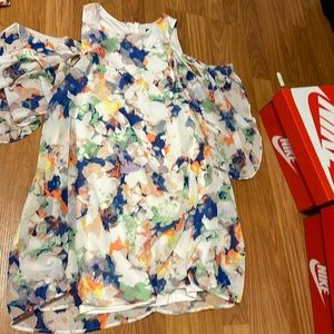 girls patterned off the shoulder dress